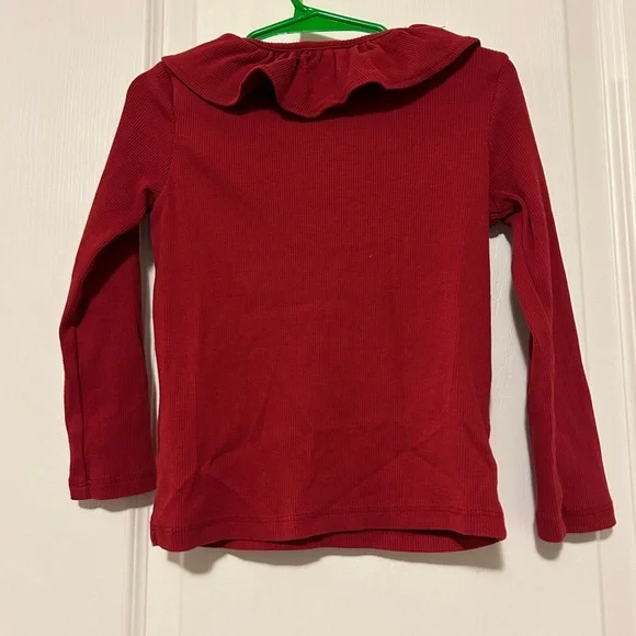 ❤️ H&M | Red Ruffle Collar Ribbed Long Sleeve Top - Picture 2 of 2